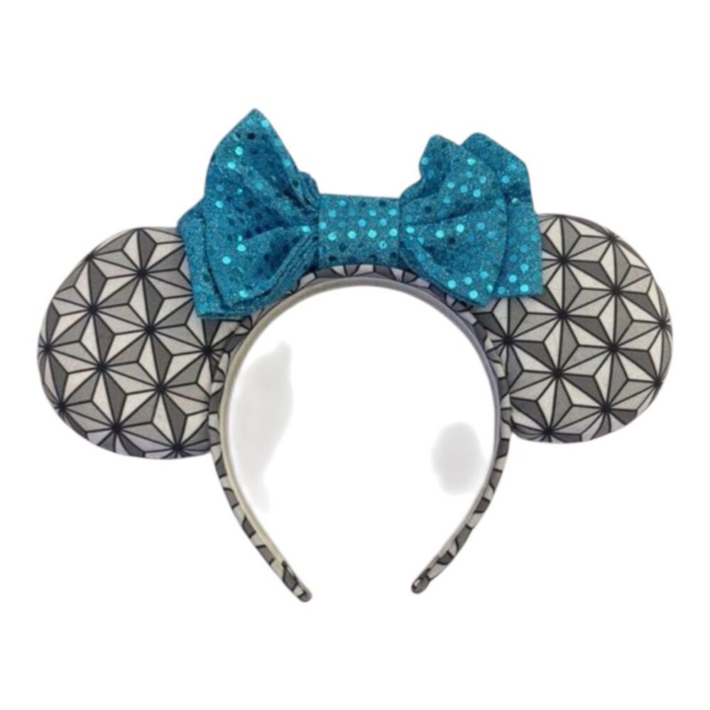 Custom Disney Ears | Spaceship Earth | Adult Park Epcot Blue Sparkle | Hand Made